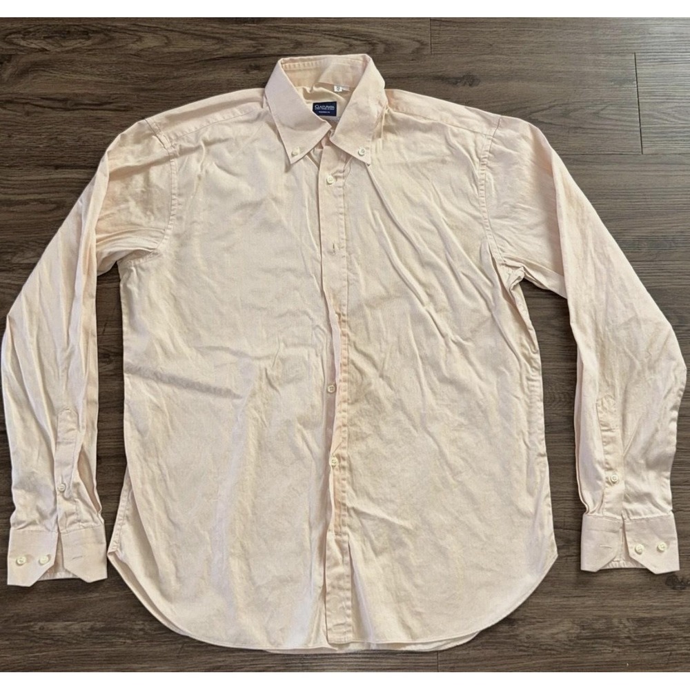Culturata Dress Shirt Mens 16.5 42 Orange Solid Tailored Fit Long Sleeve Italy
